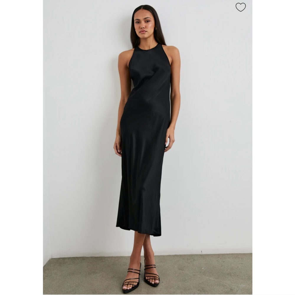 Rails Black Satin Midi Dress